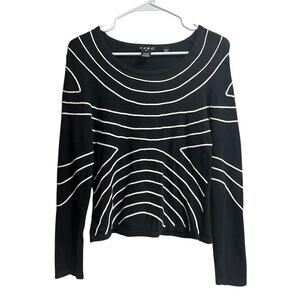 CABO Women's Black with White Raised Detailing Sweater Medium
